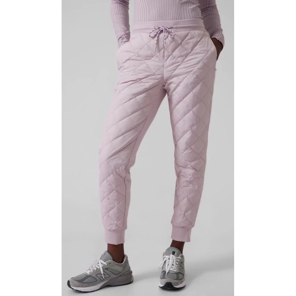 Athleta Apres Ski Goose Down Quilted Jogger Pants Shasta Purple Lilac Size 4